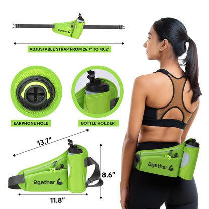 Running Belt Hydration Waist Pack with Water Bottle. (Green)